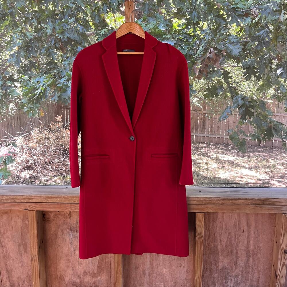 Vince Women's Red Mid-Length 100% Wool Peacoat Size XS